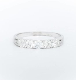 5 Diamond Anniversary Ring White Gold 14k