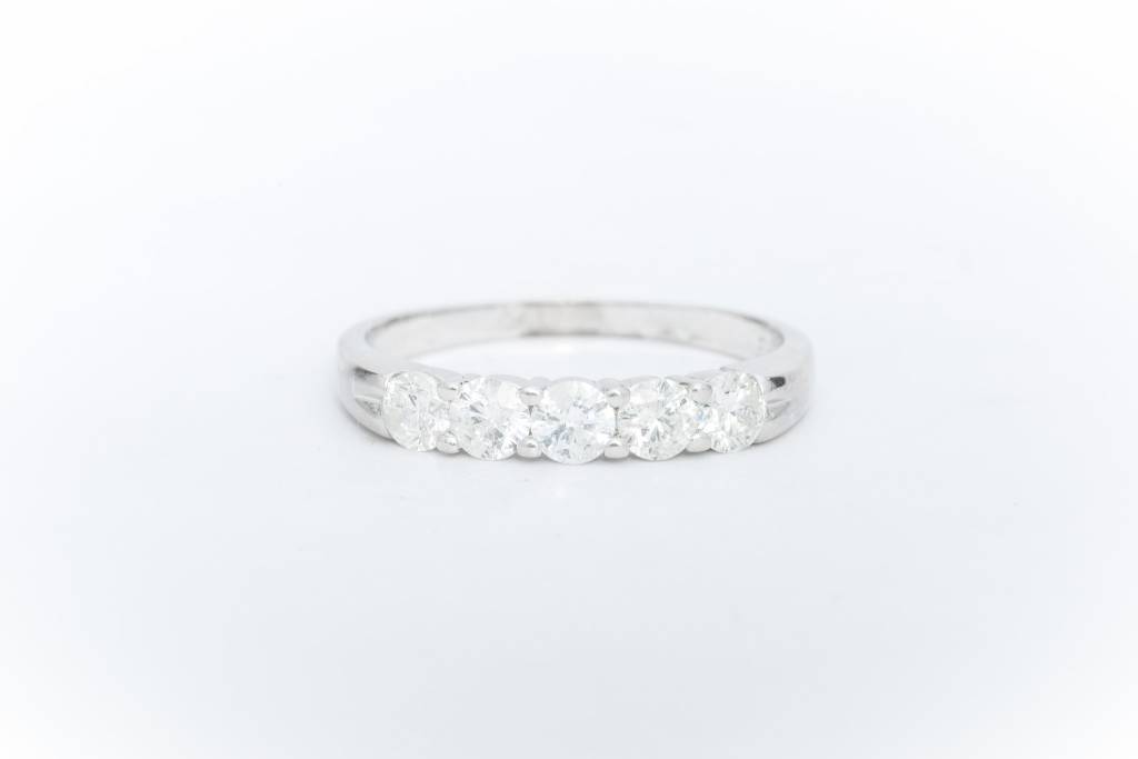 5 Diamond Anniversary Ring White Gold 14k