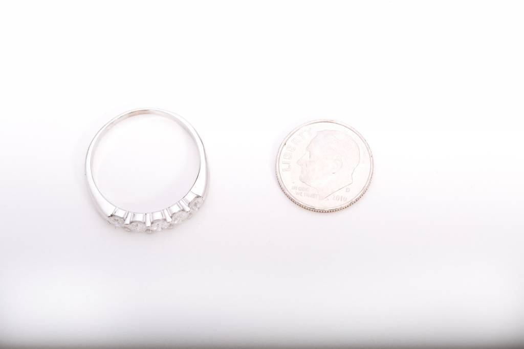 5 Diamond Anniversary Ring White Gold 14k