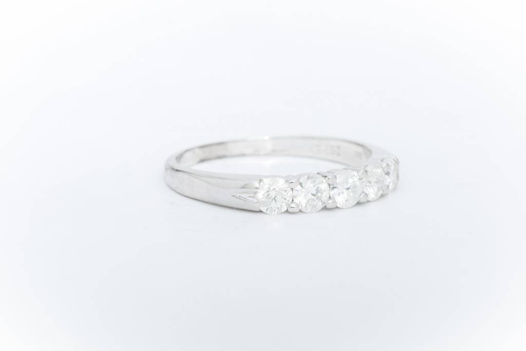 5 Diamond Anniversary Ring White Gold 14k