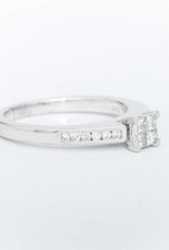 Quad Diamond Princess Cut Engagement Ring White Gold 14k