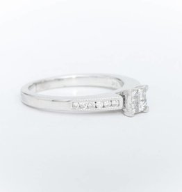 Quad Diamond Princess Cut Engagement Ring White Gold 14k