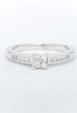 Quad Diamond Princess Cut Engagement Ring White Gold 14k