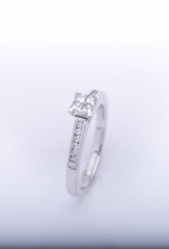 Quad Diamond Princess Cut Engagement Ring White Gold 14k