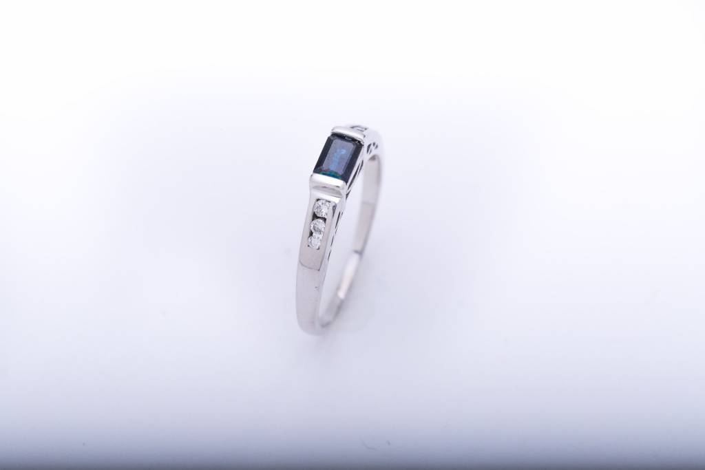 Blue Sapphire White Gold Ring 14k