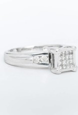 Diamond Square Cluster Frame Ring White Gold 14k