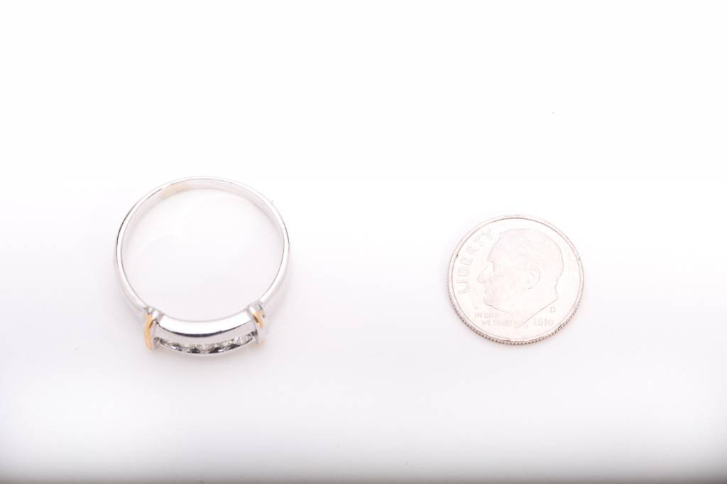 Framed Channel Diamond Ring Two-Tone 14k
