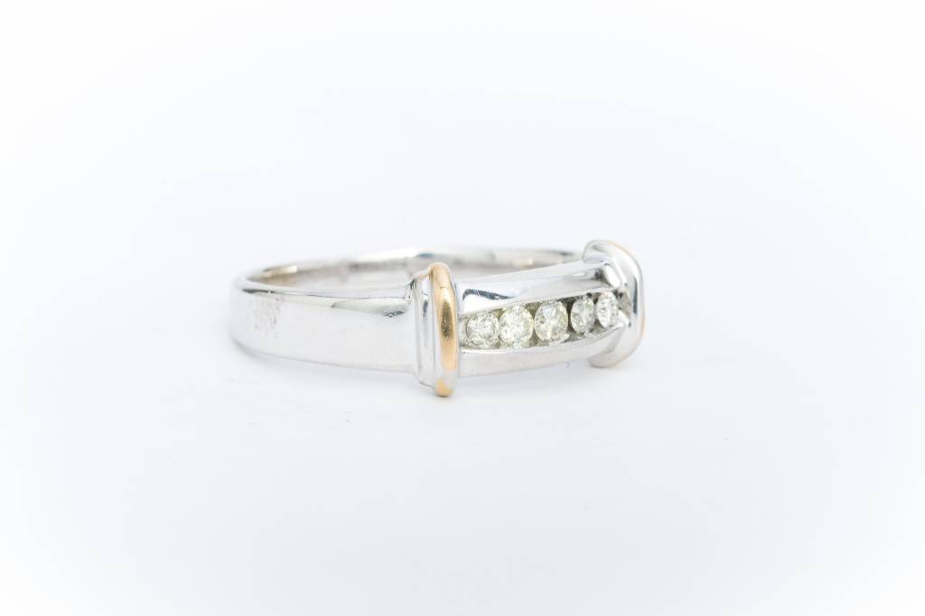Framed Channel Diamond Ring Two-Tone 14k