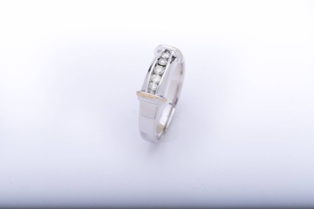Framed Channel Diamond Ring Two-Tone 14k