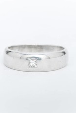 Mens Princess Cut Diamond Wedding Band White Gold 14k