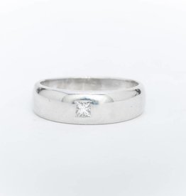 Mens Princess Cut Diamond Wedding Band White Gold 14k