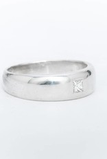 Mens Princess Cut Diamond Wedding Band White Gold 14k