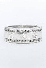 3 Diamond Ring Framed White Gold 14k