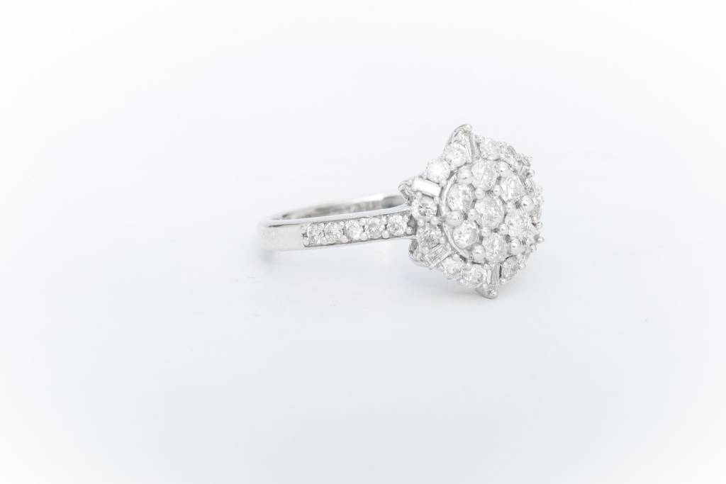 Snowflake Cluster Diamond Ring White Gold 14k