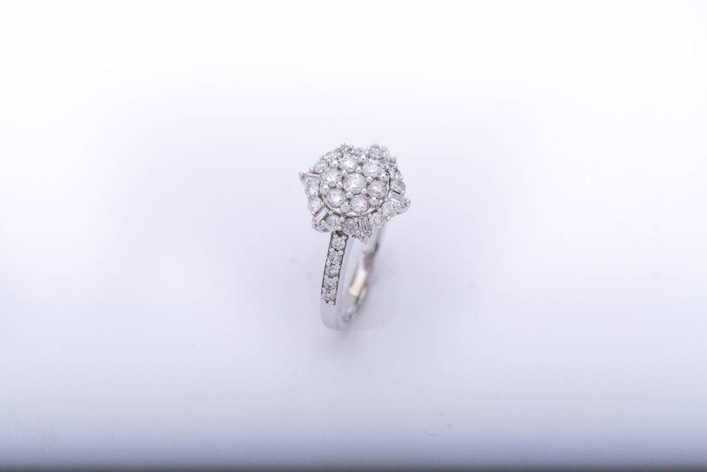 Snowflake Cluster Diamond Ring White Gold 14k