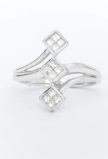 Princess Cut Quad 3 Stone Diamond Ring 14k