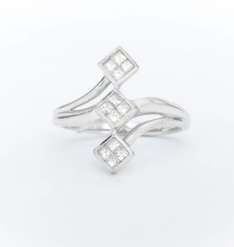 Princess Cut Quad 3 Stone Diamond Ring 14k