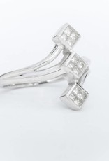 Princess Cut Quad 3 Stone Diamond Ring 14k