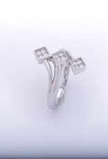 Princess Cut Quad 3 Stone Diamond Ring 14k