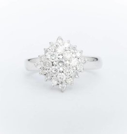 Pyramid Cluster Diamond Ring White Gold 14k