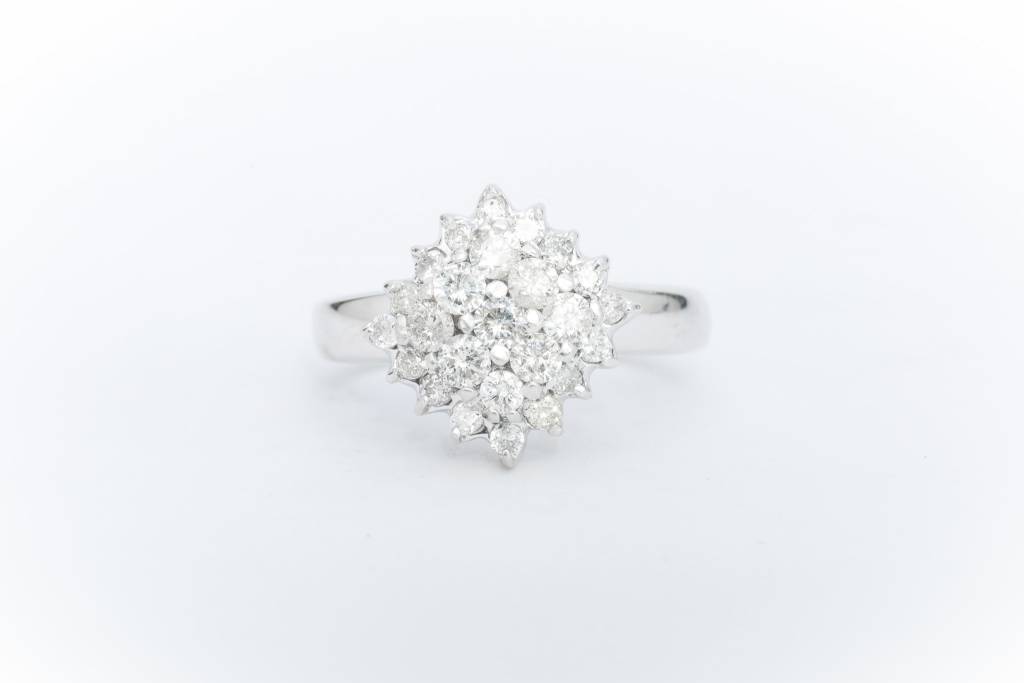Pyramid Cluster Diamond Ring White Gold 14k
