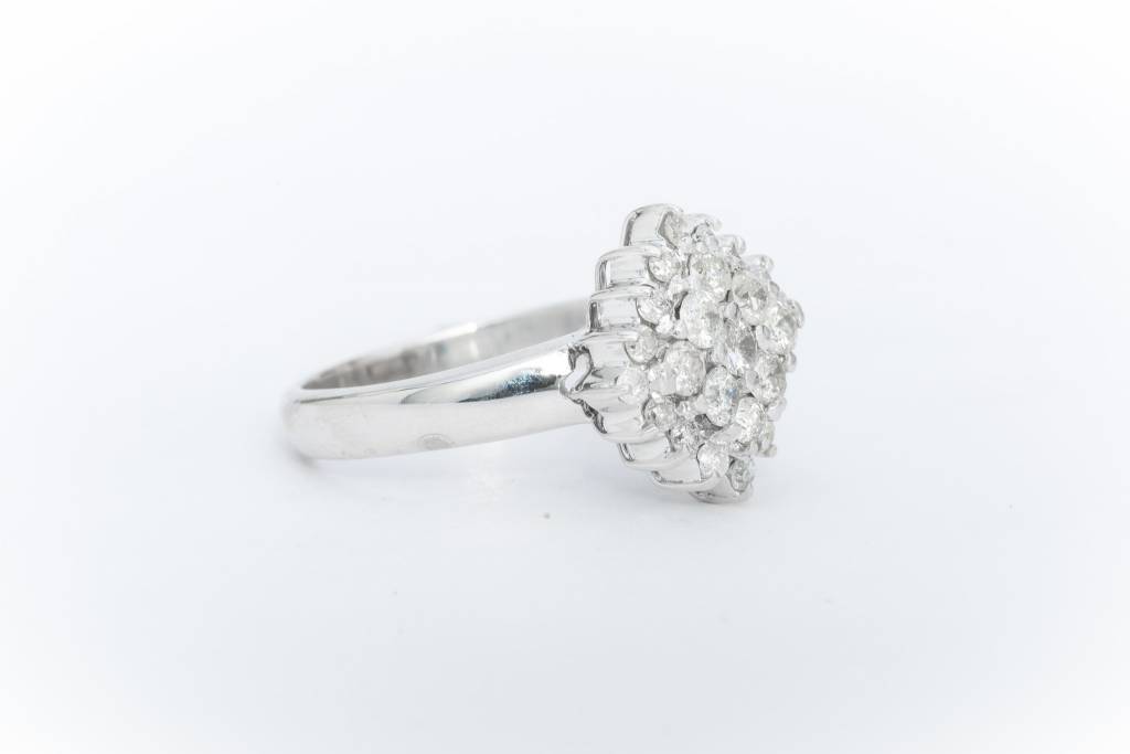 Pyramid Cluster Diamond Ring White Gold 14k