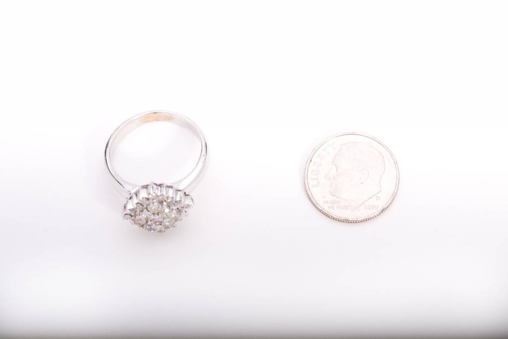 Pyramid Cluster Diamond Ring White Gold 14k