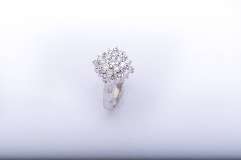 Pyramid Cluster Diamond Ring White Gold 14k