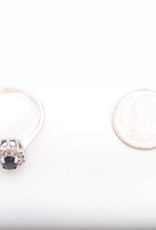 Blue Sapphire and Diamond Ring White Gold 14k