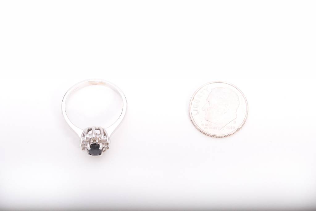 Blue Sapphire and Diamond Ring White Gold 14k