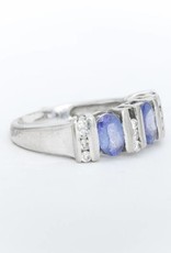 3 Sapphire and Diamond Ring White Gold 14k
