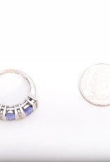 3 Sapphire and Diamond Ring White Gold 14k
