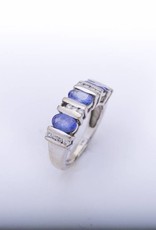 3 Sapphire and Diamond Ring White Gold 14k