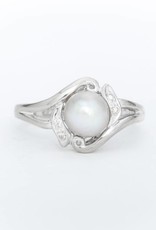 Pearl and Diamond Ring White Gold 14k