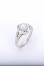 Pearl and Diamond Ring White Gold 14k