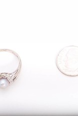 Pearl and Diamond Ring White Gold 14k