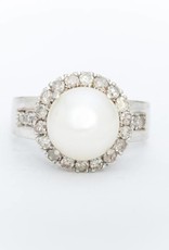 Pearl Diamond Framed Ring White Gold 14k