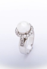 Pearl Diamond Framed Ring White Gold 14k