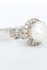 Pearl Diamond Framed Ring White Gold 14k