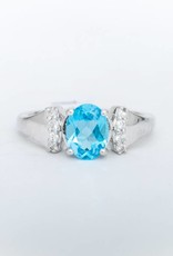 Aquamarine And Diamond Ring White Gold 14k