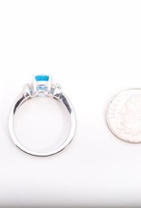 Aquamarine And Diamond Ring White Gold 14k