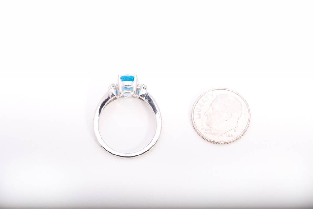 Aquamarine And Diamond Ring White Gold 14k