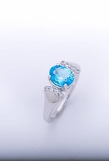 Aquamarine And Diamond Ring White Gold 14k