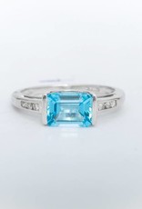 Aquamarine Radiant Cut White Gold Ring 14k