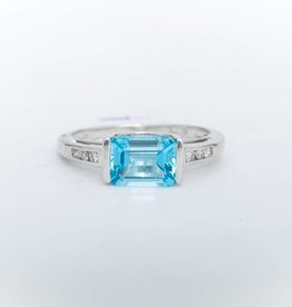 Aquamarine Radiant Cut White Gold Ring 14k