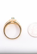 Emerald and Diamond Marquise Cut Ring Yellow Gold 14k