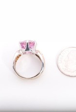 Pink Tourmaline and Diamond Ring Yellow Gold 14k