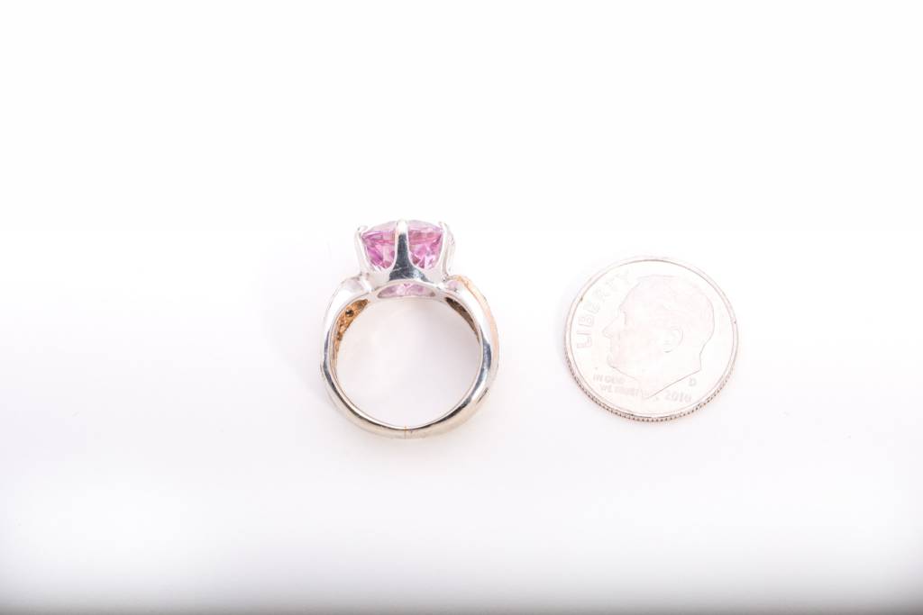 Pink Tourmaline and Diamond Ring Yellow Gold 14k