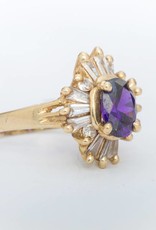 Amethyst and Diamond Ring Yellow Gold 14k