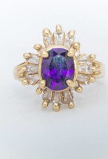 Amethyst and Diamond Ring Yellow Gold 14k